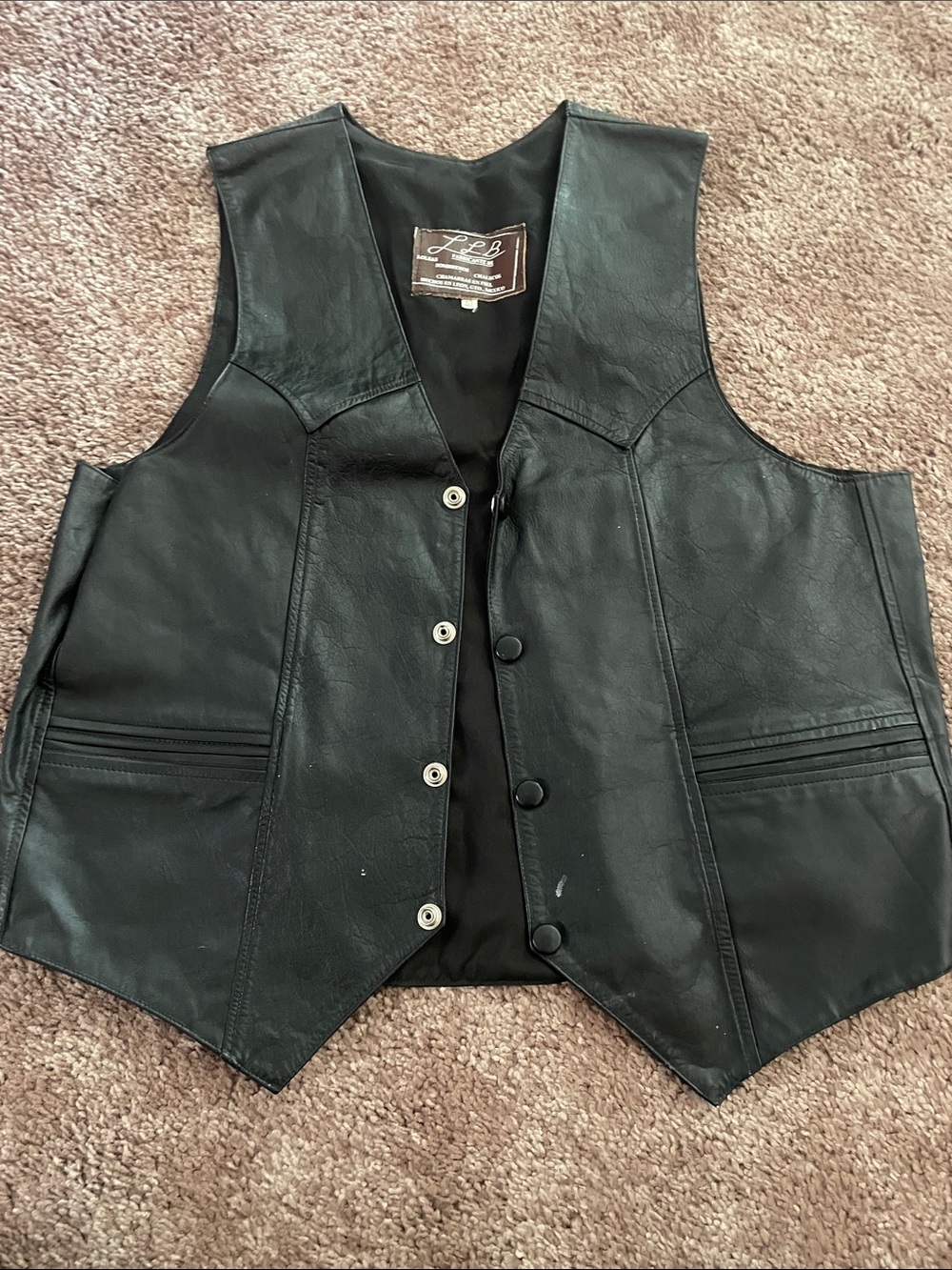 Leather Men's Black Vest by